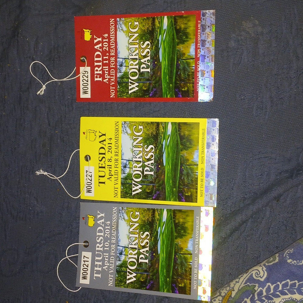 3 masters golf working passes 2014